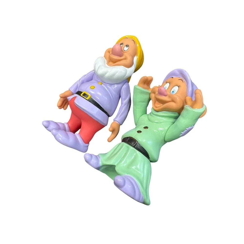 Disney Figures Snow White Seven Dwarfs Dopey Happy Multicolor Excellent PVC Set